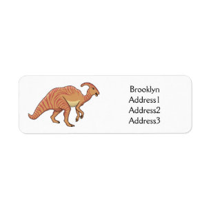 Cute parasaurolophus dinosaur cartoon etiket