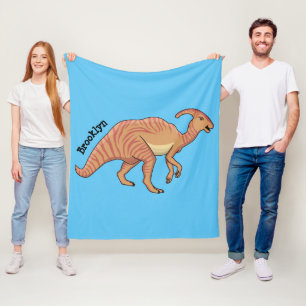 Cute parasaurolophus dinosaur cartoon fleece deken