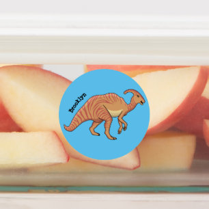 Cute parasaurolophus dinosaur cartoon labels