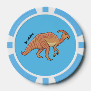 Cute parasaurolophus dinosaur cartoon poker chips