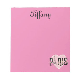 Cute Paris Heart Pink Notitieblok