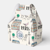 Cute Paris Street Scene | Monogram Waterverf Bedankdoosjes (Voorkant Zijde)