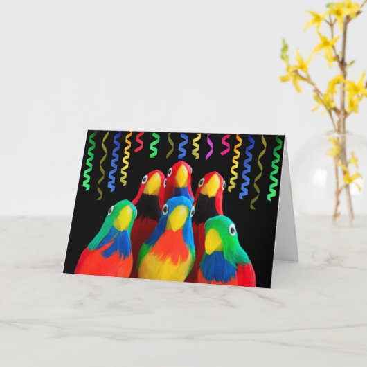 Cute Parrot Fest Birthday Kaart (Gele Bloem)