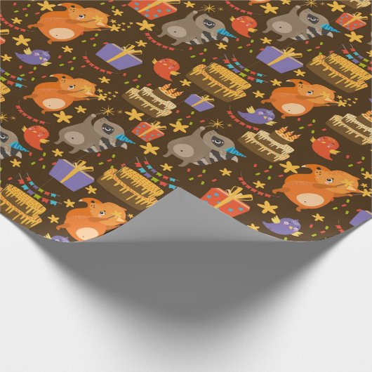 Cute Party Critters Cadeaupapier (Hoek)