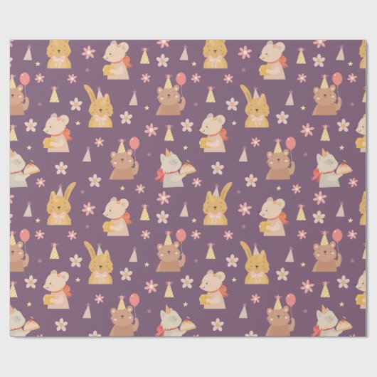 Cute Party Critters Cadeaupapier (Vlak)
