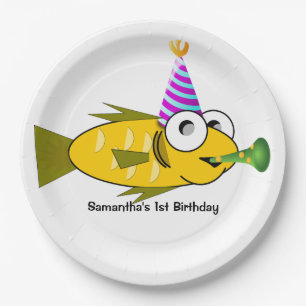 Cute Party Goldfish Personalized Birthday Papieren Bordje
