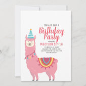 Cute Party Llama et Balloon Invitation Anniversair (Devant)