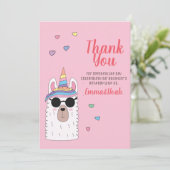 Cute Party Llamacorn Birthday Hartelijk dank Bedankkaart (Staand voorkant)