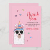 Cute Party Llamacorn Birthday Hartelijk dank Bedankkaart (Voorkant / Achterkant)