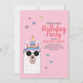 Cute Party Llamacorn Invitation Anniversaire (Devant)