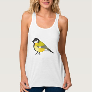 Cute Parus Major Bird Cartoon Illustration Tanktop