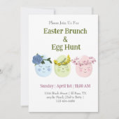 Cute Pasen Brunch Eiersoek Invitatie Kaart (Voorkant)