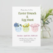 Cute Pasen Brunch Eiersoek Invitatie Kaart (Staand voorkant)