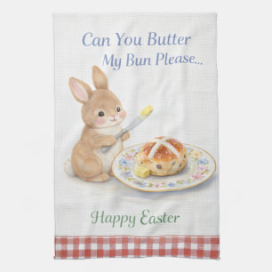Cute Pasen Cadeaubeer Theedoek Hot Cross Bun