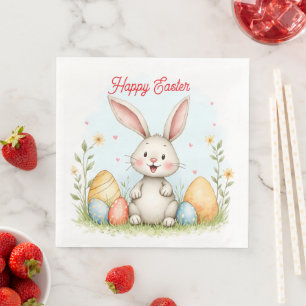 Cute Pasen Konijn En Eieren Trendy Collectie Servet