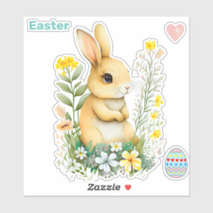 Cute Pasen konijn en Pasen ei sticker