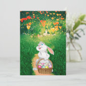 Cute Pasen Konijn Plat Wenskaart Kaart (Staand voorkant)