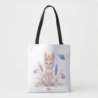 Cute Pasenkat met Kuiken Illustratie Boodschappent Draagtas