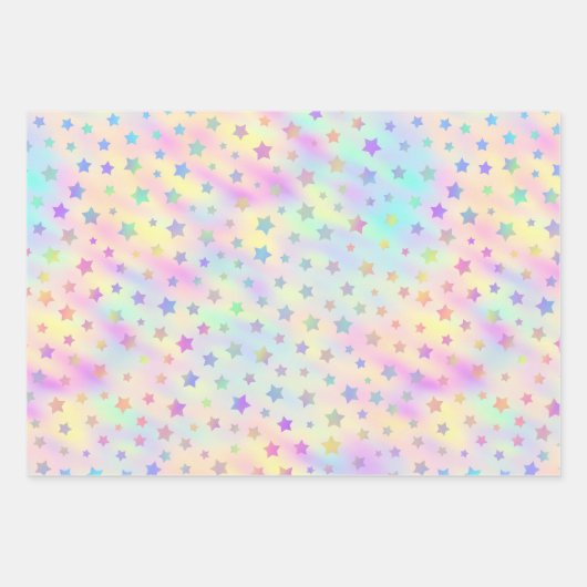 Cute, pasta, holografisch hart, ster en vierkant inpakpapier vel (Voorkant 3)