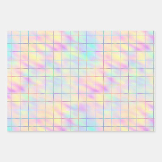 Cute, pasta, holografisch hart, ster en vierkant inpakpapier vel (Voorkant 2)