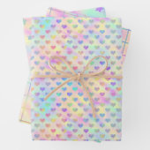 Cute, pasta, holografisch hart, ster en vierkant inpakpapier vel (In situ)