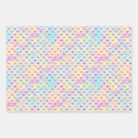 Cute, pasta, holografisch hart, ster en vierkant inpakpapier vel (Voorkant)