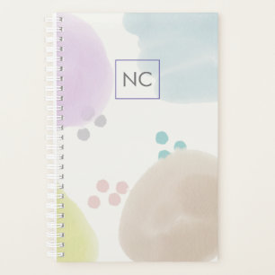 Cute Pastel Abstract Bruske Strokes Monogram Planner