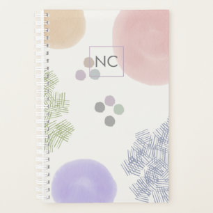 Cute Pastel Abstract Bruske Strokes Monogram Planner