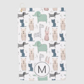 Cute Pastel Baby Animal Patroon Golfhanddoek (Voorkant)