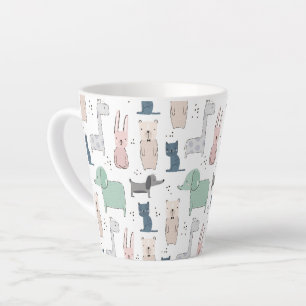 Cute Pastel Baby Animal Patroon Latte Mok