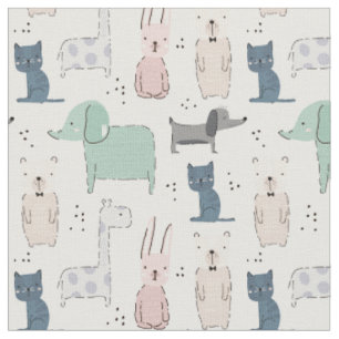Cute Pastel Baby Animal Patroon Stof