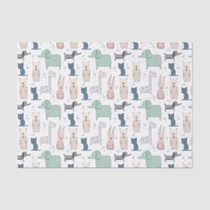 Cute Pastel Baby Animal Patroon Tissuepapier