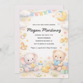 Cute Pastel Baby Shower Invitation Template (Devant / Derrière)
