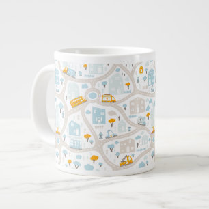Cute Pastel Band Map Pattern Extra Grote Beker