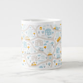 Cute Pastel Band Map Pattern Extra Grote Beker (Voorkant)