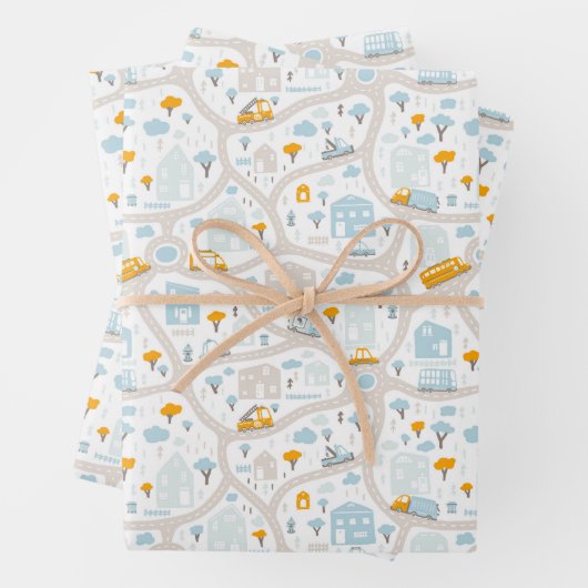 Cute Pastel Band Map Pattern Inpakpapier Vel (In situ)