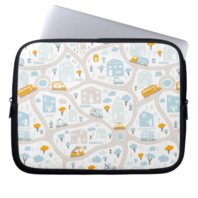 Cute Pastel Band Map Pattern Laptop Sleeve (Voorkant)