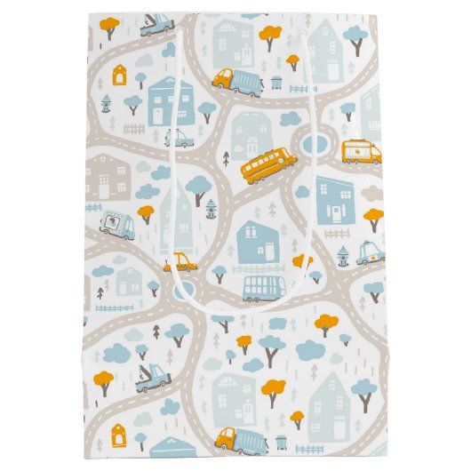 Cute Pastel Band Map Pattern Medium Cadeauzakje (Achterkant)