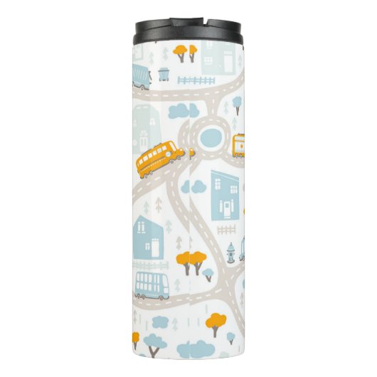 Cute Pastel Band Map Pattern Thermosbeker (Achterkant)