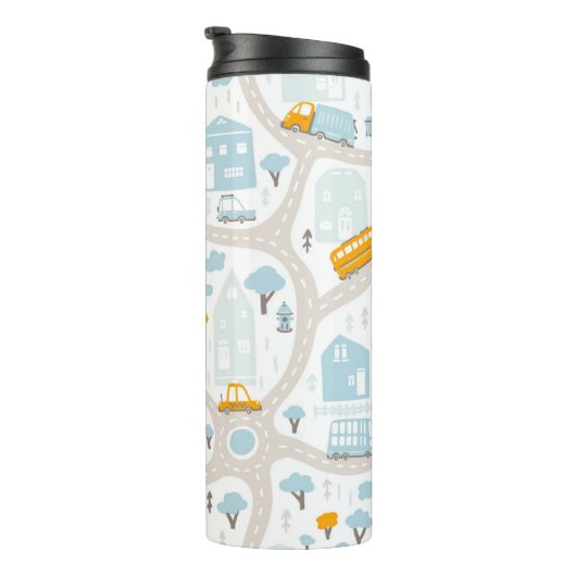 Cute Pastel Band Map Pattern Thermosbeker (Geroteerd rechts)