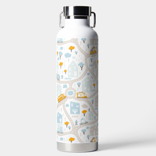 Cute Pastel Band Map Pattern Waterfles (Voorkant)