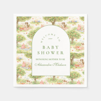Cute Pastel Barnyard Celebration Baby Shower Servet