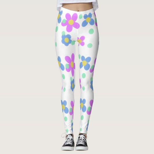 Cute Pastel Big Flower Imprimer leggings (Devant)