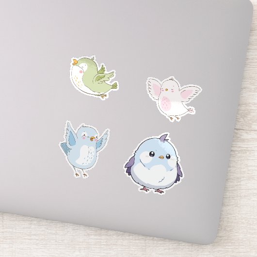 Cute Pastel Birds Vinyl Stickers (Detail)