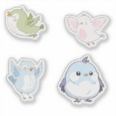 Cute Pastel Birds Vinyl Stickers (Voorkant)
