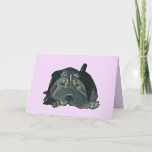 Cute Pastel Black Chinese Shar-Pei-Wenskaart Kaart