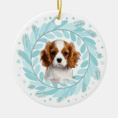 Cute Pastel Blue Cavalier | Custom Christmas Keramisch Ornament (Voorkant)