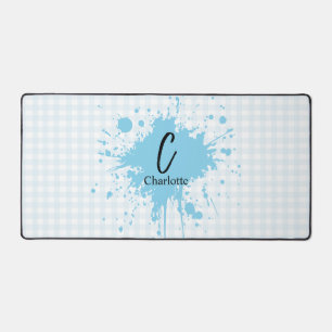 Cute Pastel Blue En vichy Motif de bureau Mat