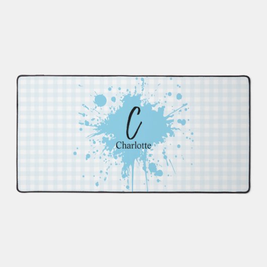 Cute Pastel Blue En vichy Motif de bureau Mat (Recto)