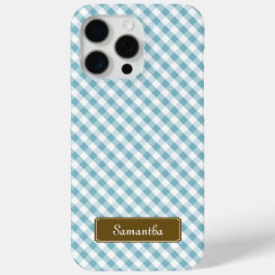 Cute Pastel Blue Gingham Pattern iPhone 15 Pro Max Hoesje